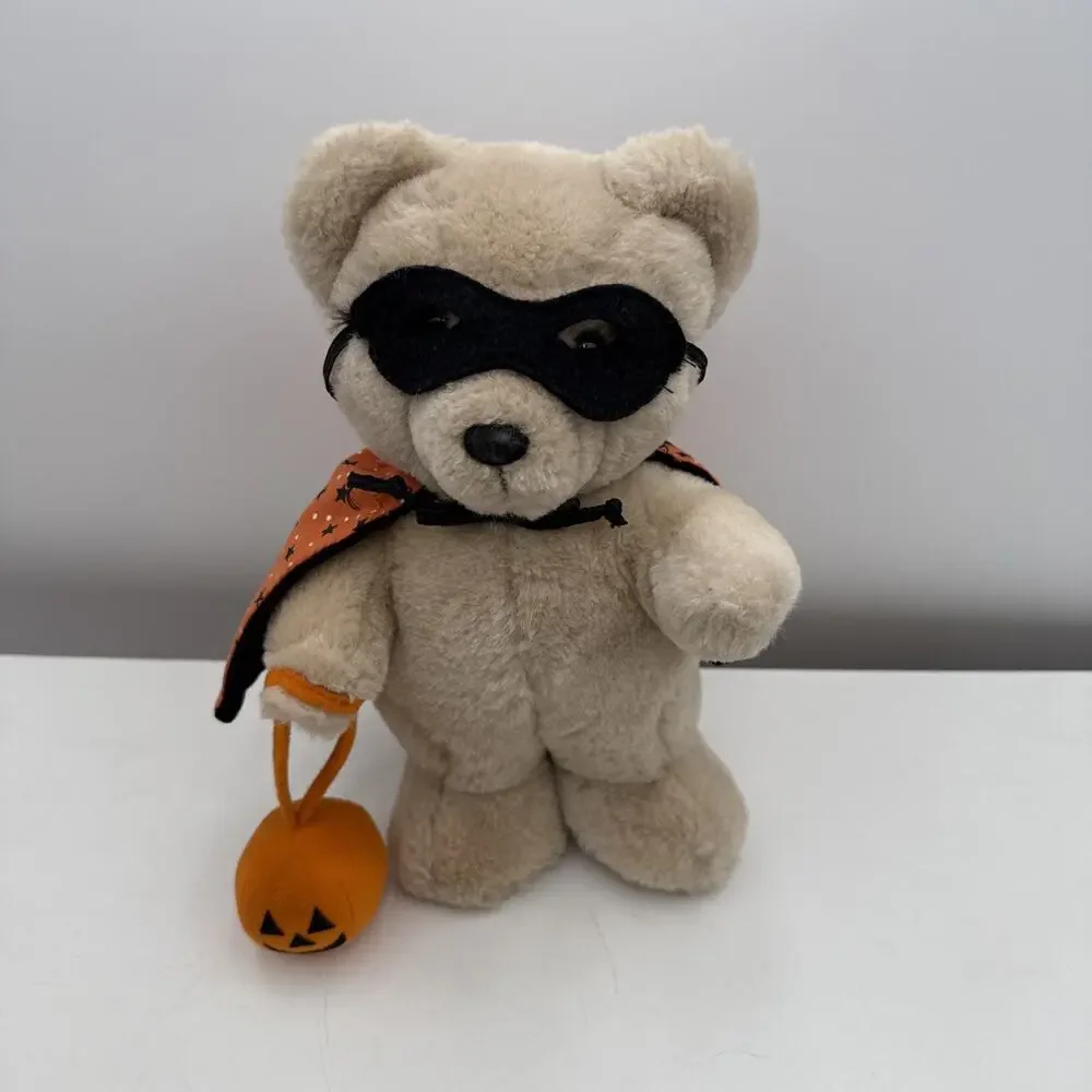 Dakin Halloween Bear Plush Trick or Treat Teddy 1984‎ Pumpkin Cape Mask 10